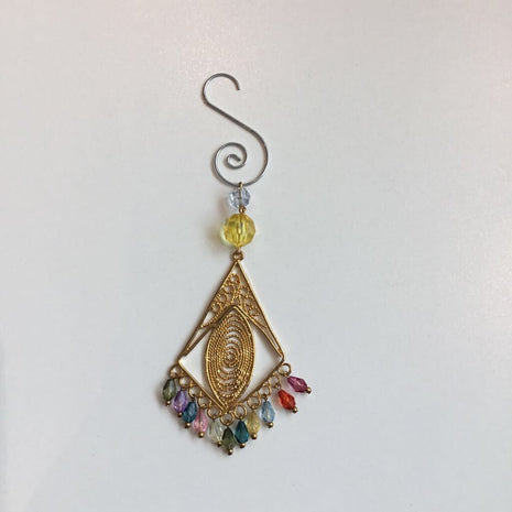Beaded window Ornament rainbow triangle