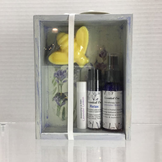 Lavender Aromatherapy Relax Mini Set w/ Wooden Deco Box