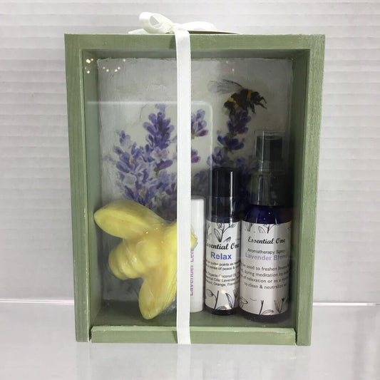 Lavender Aromatherapy Relax Mini Set w/ Wooden Deco Box