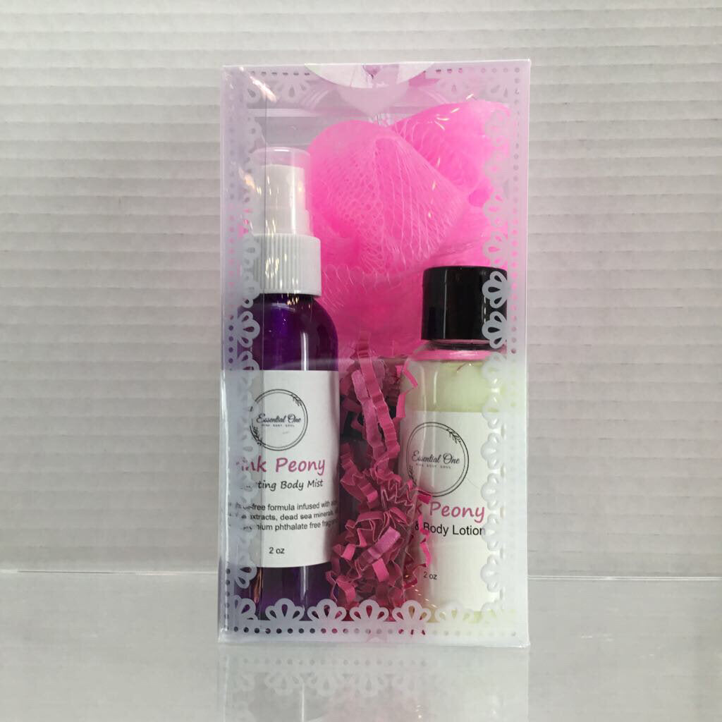 Pink Peony Body Spray, Lotion & Foaming Sugar Scrub Gift Set