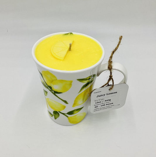 Juicy Lemon (Lemon Mug) - Mug Candle - 100% Soy Wax