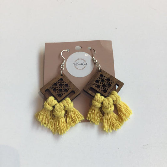 Yellow Diamond Rattan Earrings