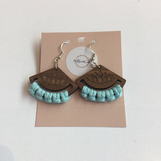 Light Blue Lotus 1/3 circle earrings