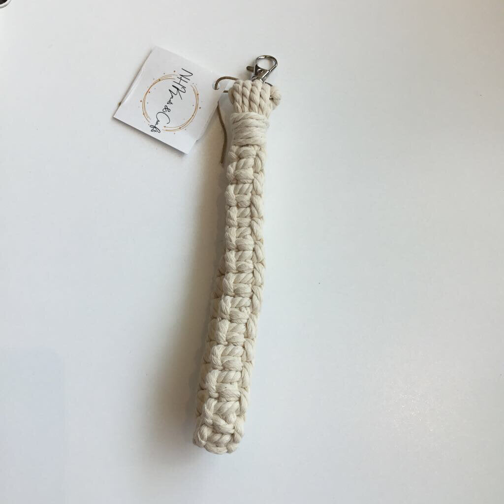 Natural Macrame Wristlet Keychain