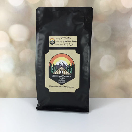 Peruvian Whole Bean Coffee (Homestead Harvest Coffee, 12 Oz Bags, Medium Roast)