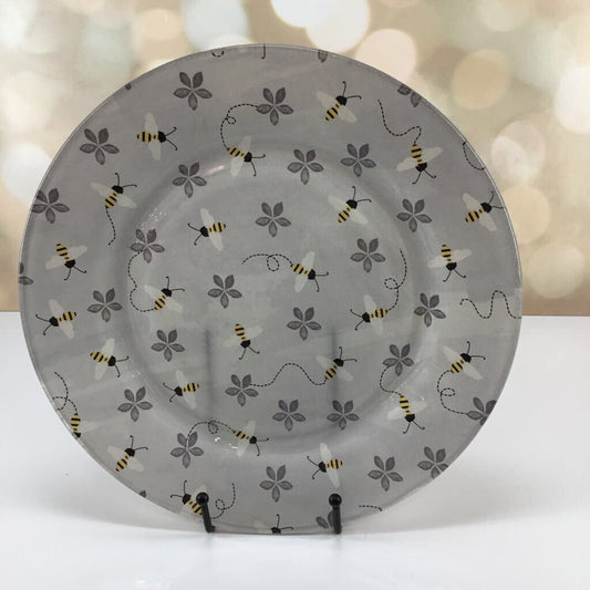 Large gray bee plate