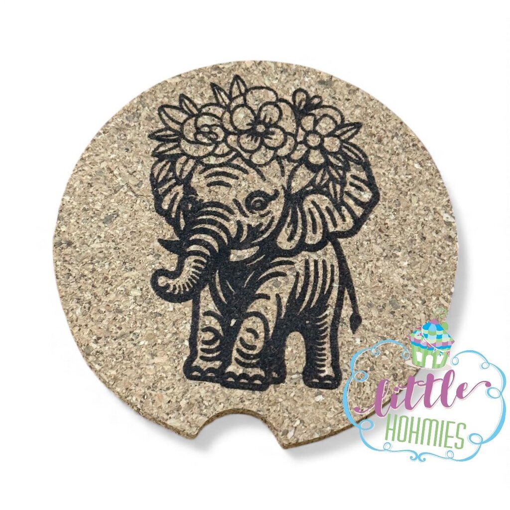 Cork Car Coaster CCC - Elephant