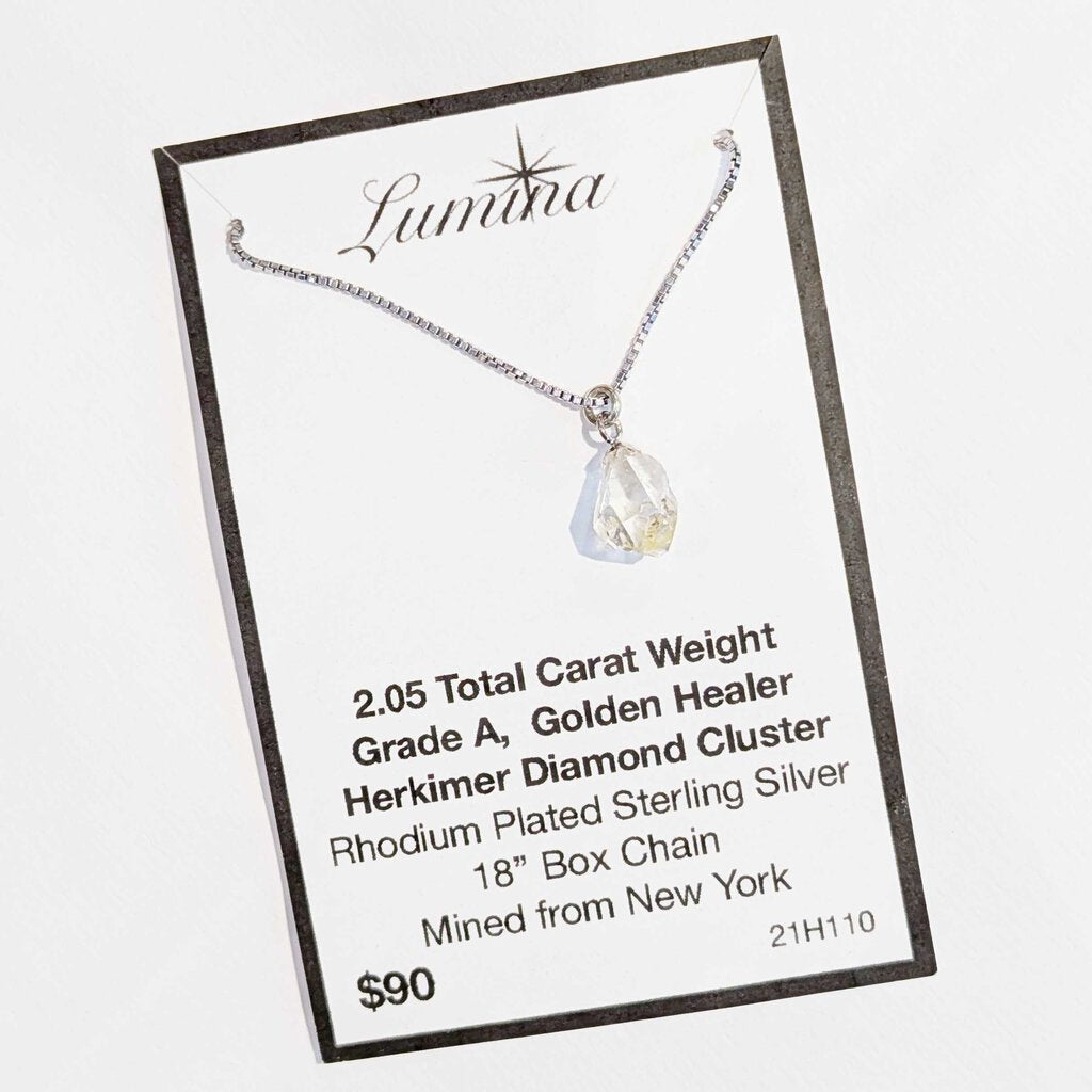 21H110 - 2.05 Ct Herkimer Diamond grade A 18" RPSS Box Chain