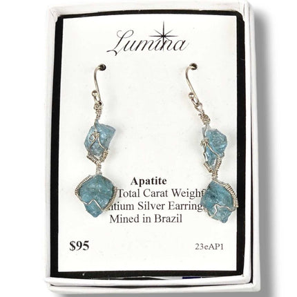 23eAP1- Apatite 12.30 TCW Argentium Silver Earrings