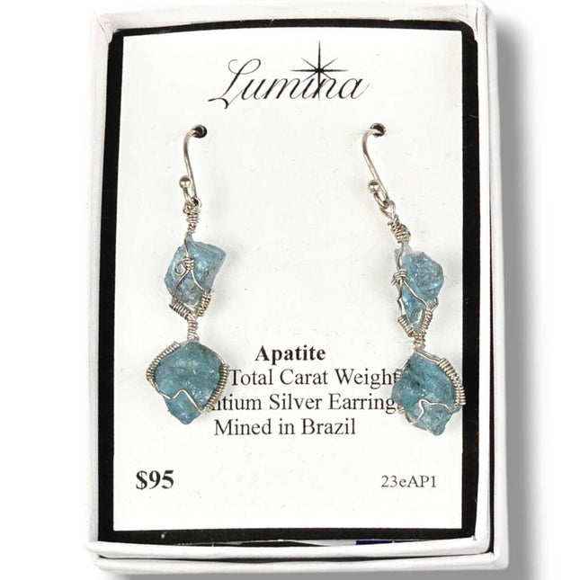 23eAP1- Apatite 12.30 TCW Argentium Silver Earrings