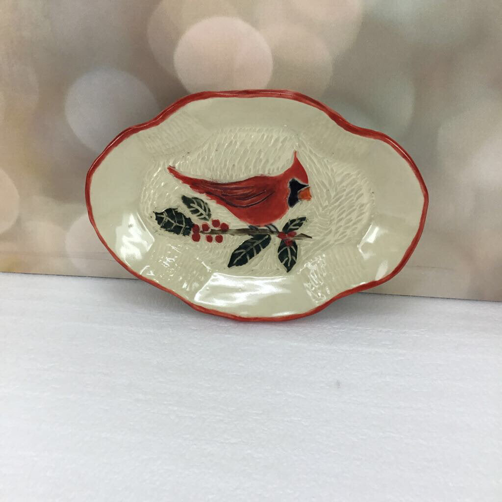 Sgraffito Cardinal Dish