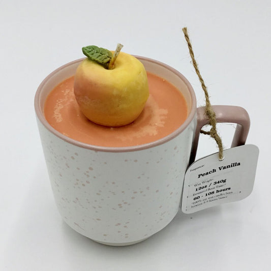 PEACH VANILLA - Mug Candle - 100% Soy Wax