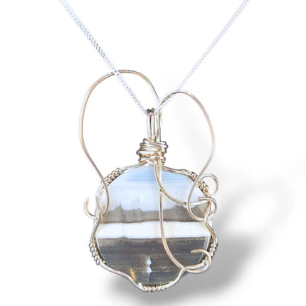 Sterling Silver Wrapped Owyhee Opal Pendant