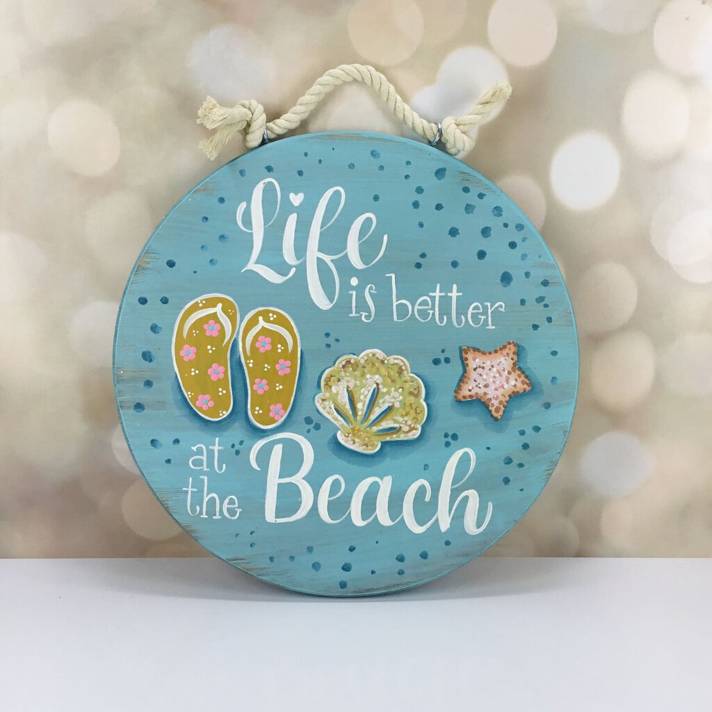 BEACH LIFE sign 12X12 round