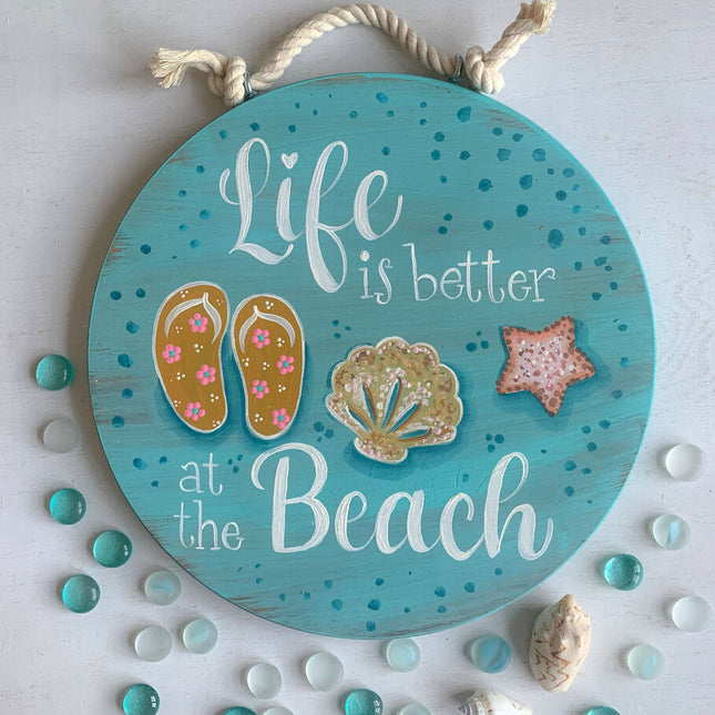 BEACH LIFE sign 12X12 round