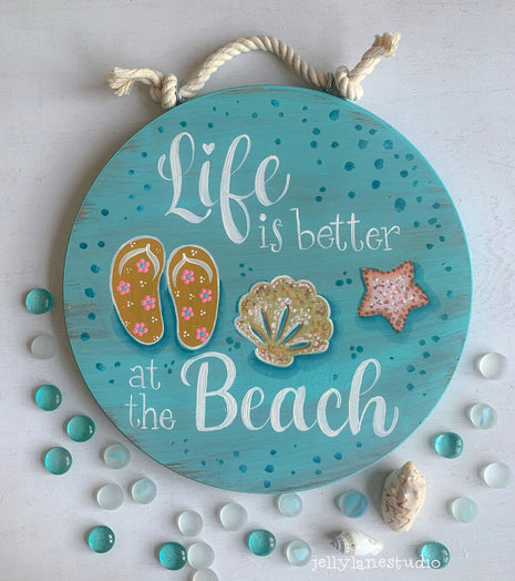 BEACH LIFE sign 12X12 round