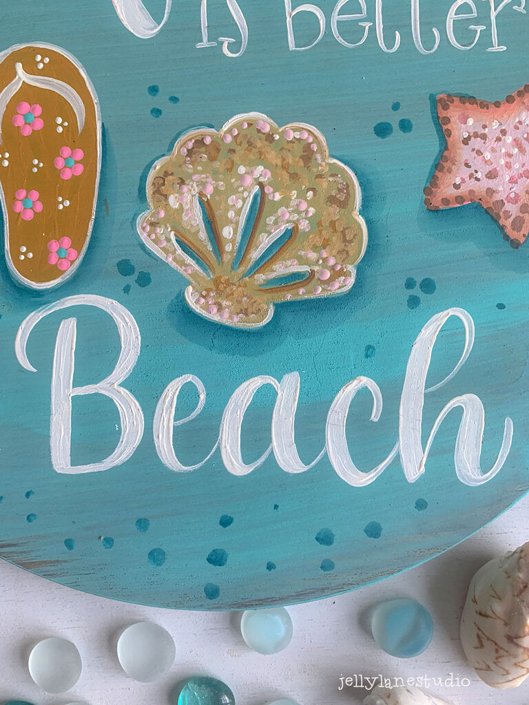 BEACH LIFE sign 12X12 round