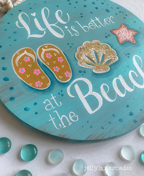 BEACH LIFE sign 12X12 round