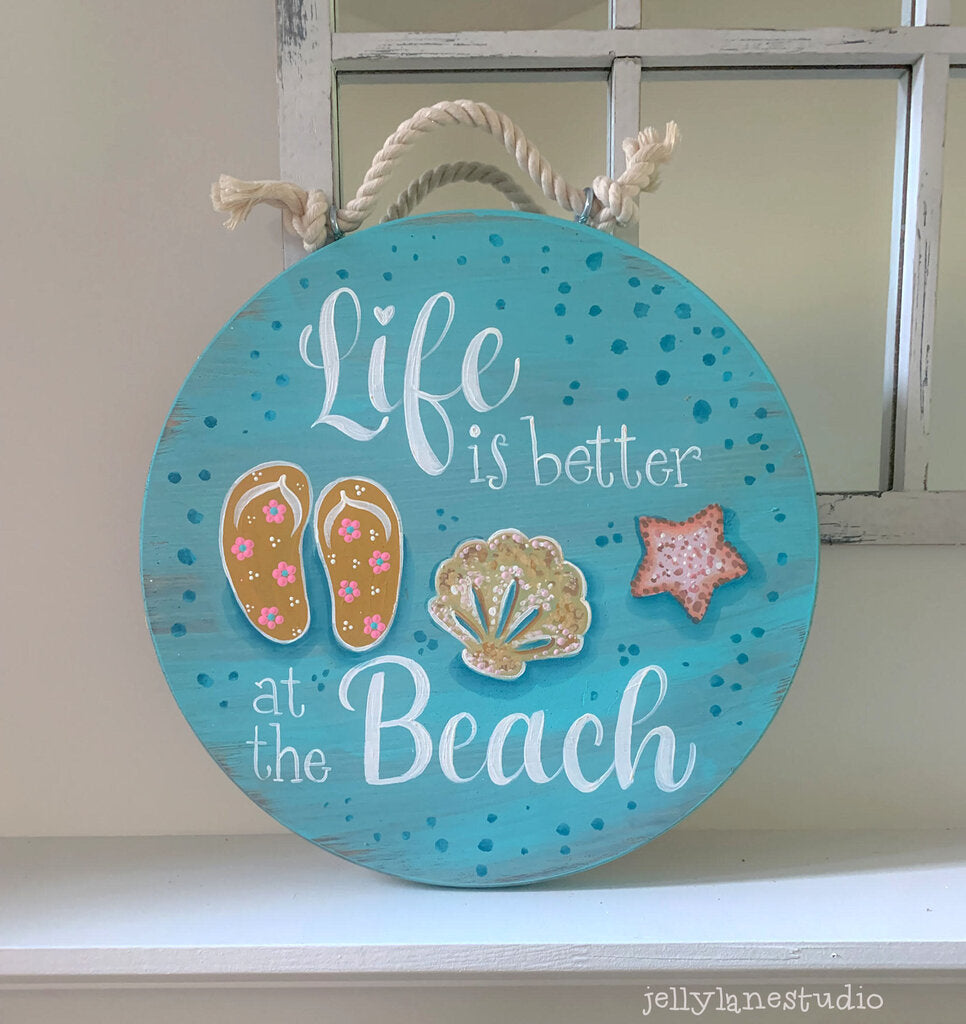 BEACH LIFE sign 12X12 round