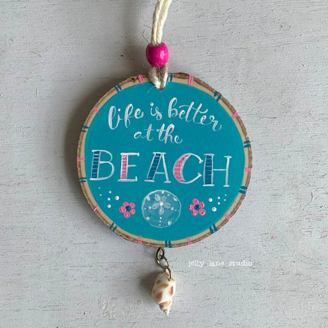 LIFE IS BETTER AT THE BEACH ornament aqua