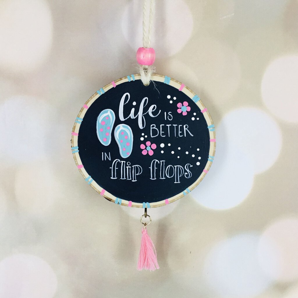 LIFE IS BETTER IN FLIP FLOPS ornament navy