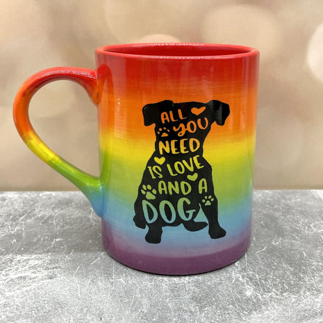 Rainbow Mug Love and a Dog