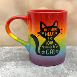 Rainbow Mug Love and a Cat - view 2