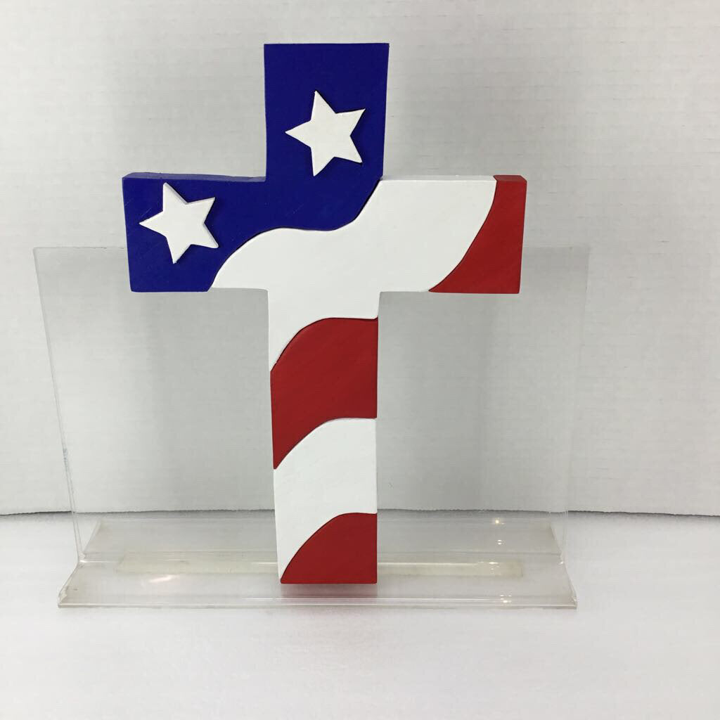 God Bless America Flag Cross