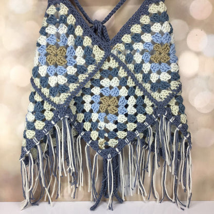 Granny square tassel crop top