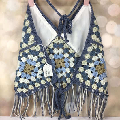 Granny square tassel crop top