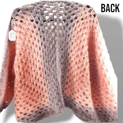 Adult- granny cardigan, polyester, pink crochet top