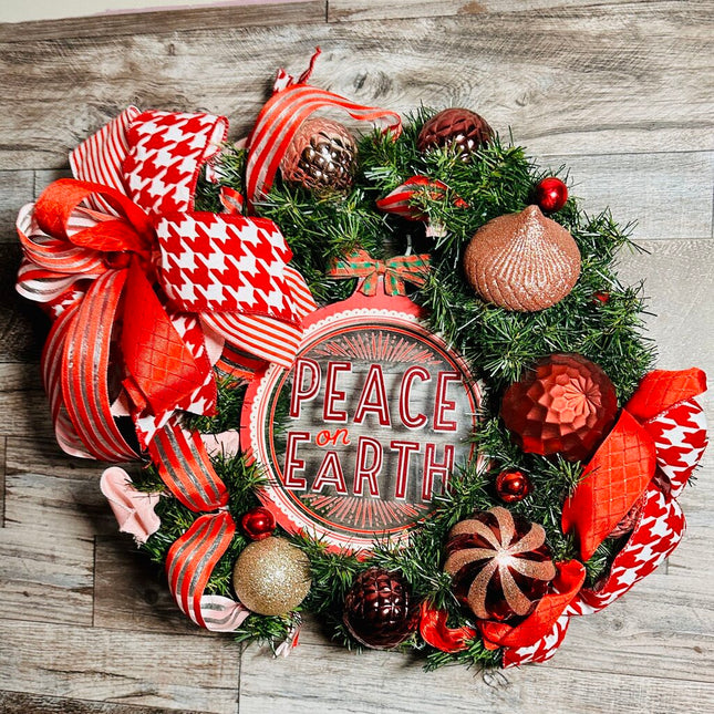 Peace on Earth Ornament Evergreen Wreath