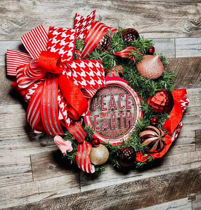 Peace on Earth Ornament Evergreen Wreath