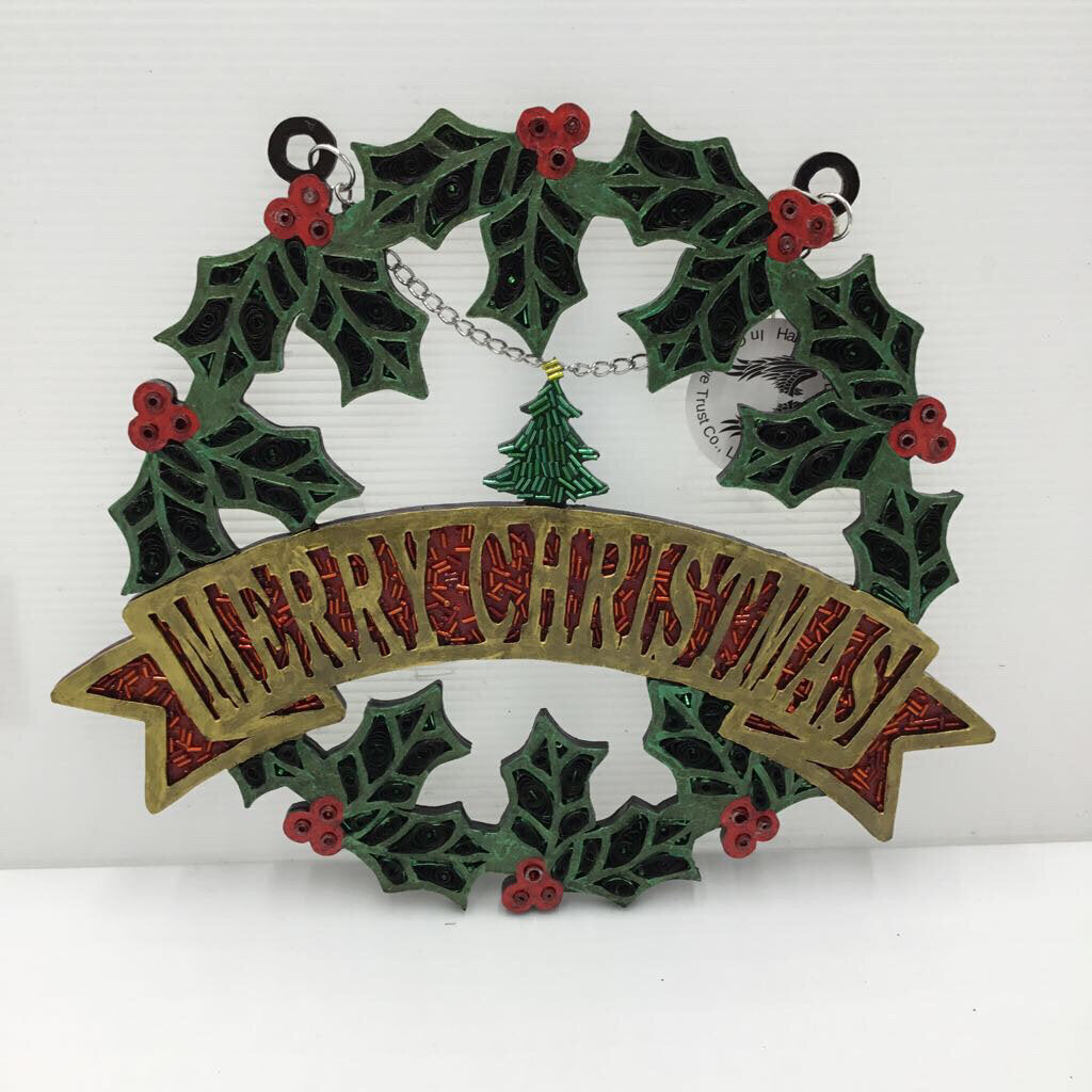 Merry Christmas door wreath with quilling