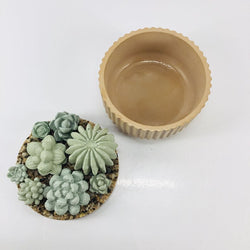 Concrete Succulent Garden Container - Ribbed - view 1