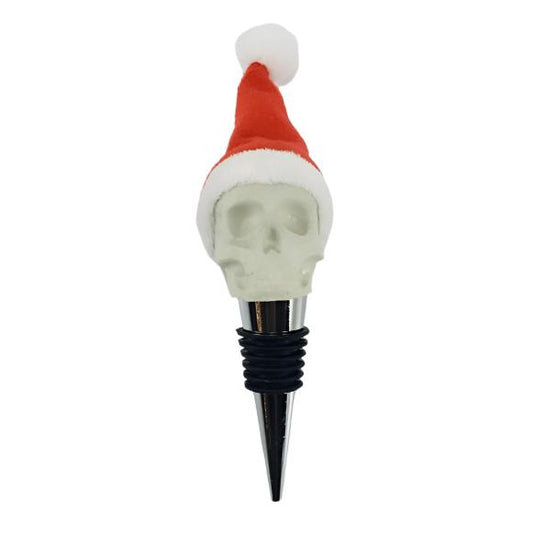 Skull Wine Stopper - Santa Hat