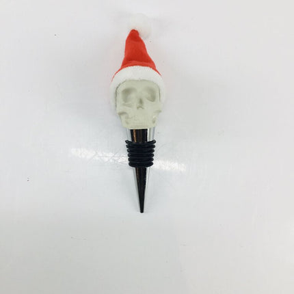 Skull Wine Stopper - Santa Hat