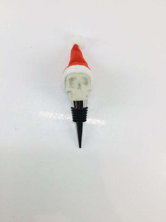 Skull Wine Stopper - Santa Hat