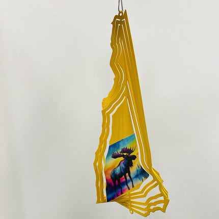 Wind Spinner -New Hampshire - Yellow Colorful Moose