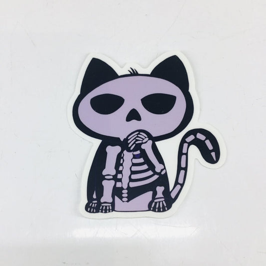 Purple Skeleton Cat Vinyl Sticker