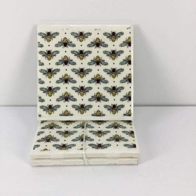 Coaster - Bees white single