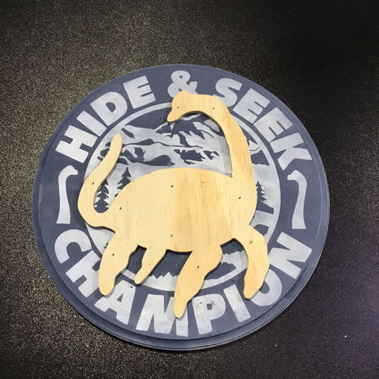 Loch Ness Hide & Seek Champion Wood Sign