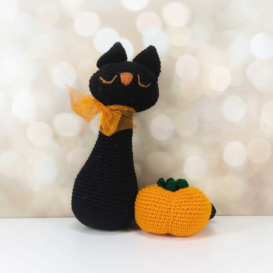 Cat with Pumpkin Crochet Stuffed Animal