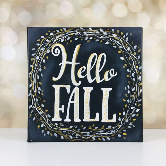 HELLO FALL canvas sign