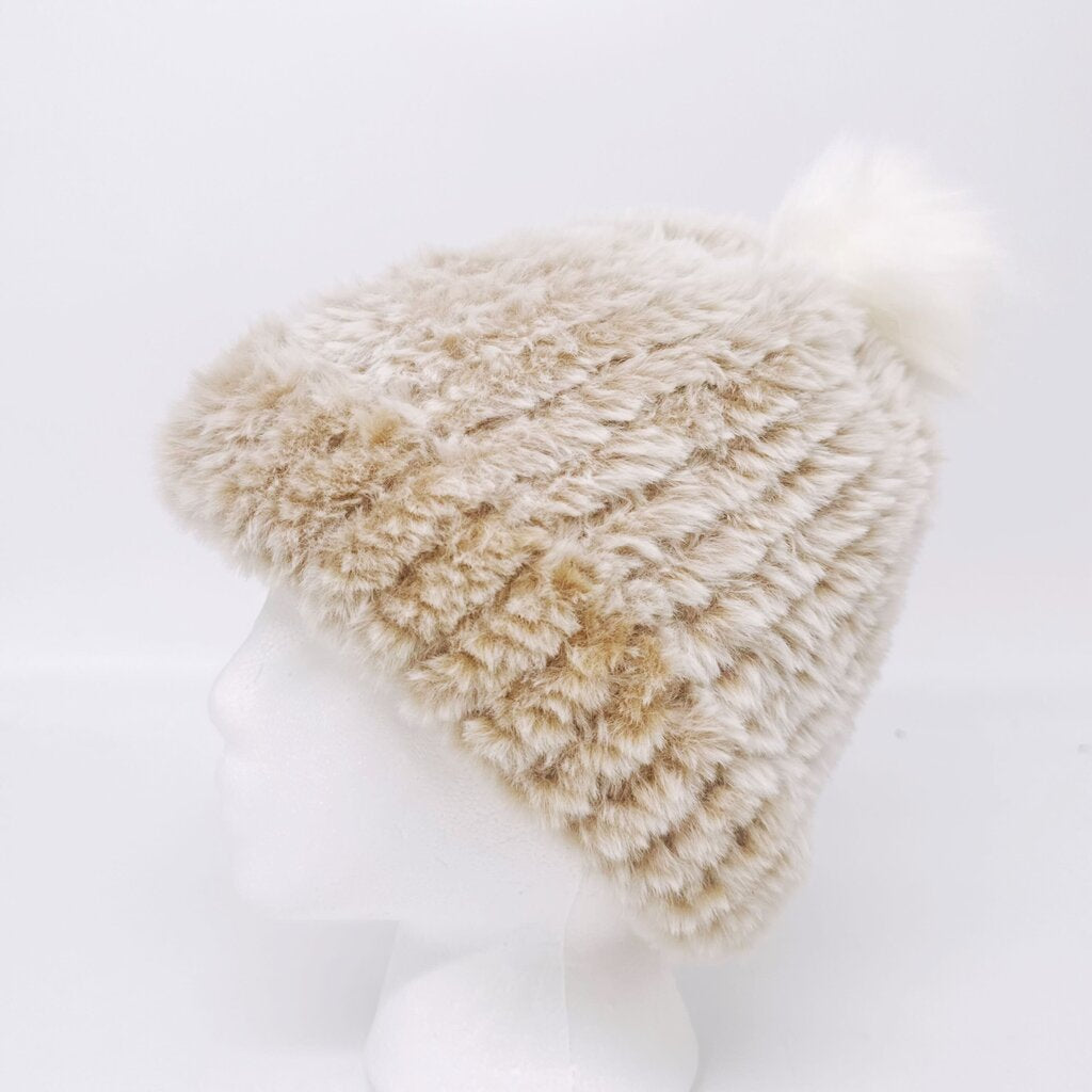 Loom Knit Winter Hat / Beanie - Blonde Elk