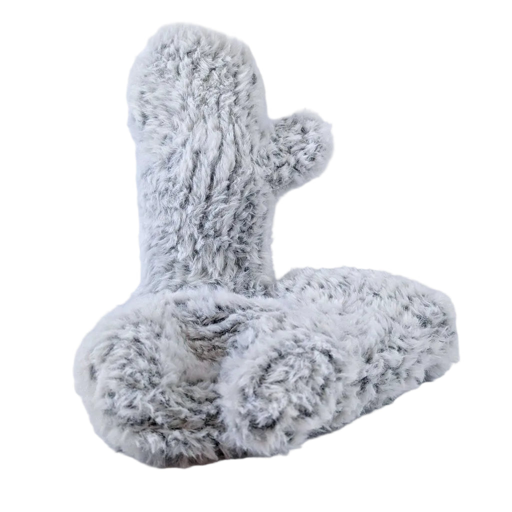 Loom Knit Winter Mittens - Chinchilla