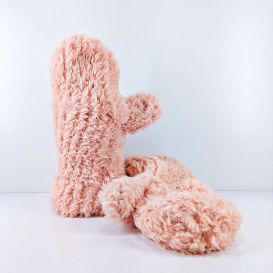 Loom Knit Winter Mittens - Pink Poodle