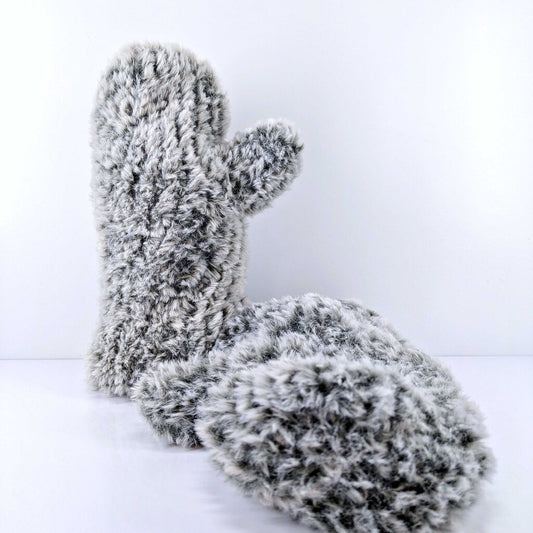 Loom Knit Winter Mittens - Mink