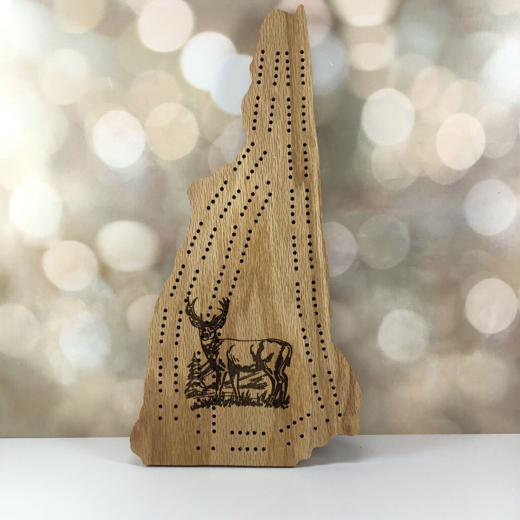 New Hampshire State Shape Cribbage Board - Deer