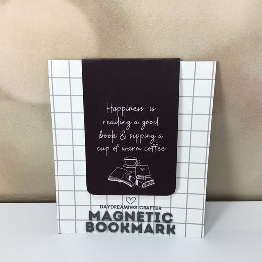 Magnetic Fold Over Bookmark - Happiness Is Books and Coffee